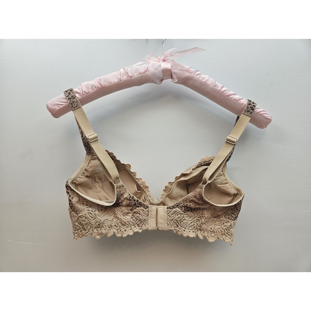 Whimsy 32D Women's Unpadded Underwire Bra 32 D Animal Print Lace Nude Taupe - Picture 2 of 4